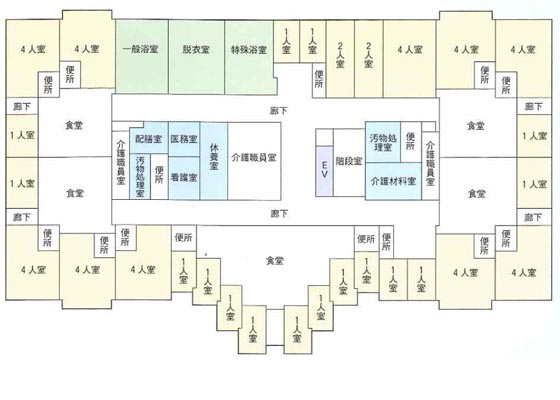 社会福祉法人 愛泉会が運営する栃木県日光市の特別養護老人ホーム きぬ川苑｜施設２階平面図